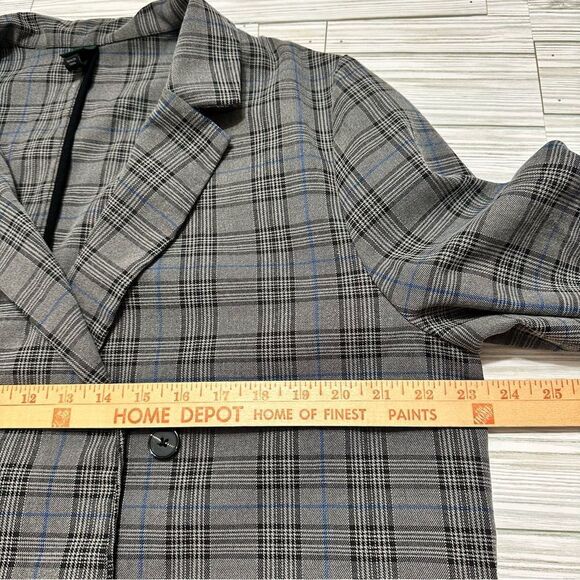 WILD FABLE GRAY PLAID OVERSIZED BOYFRIEND LIGHTWEIGHT LONG BLAZER PLUS‎ SIZE XXL - Picture 4 of 10